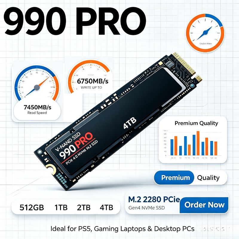 Oryginalny dysk SSD 990 PRO –  – Pcie 4.0 4Tb 2280 Ssd 7450Mbps recenzja i cena